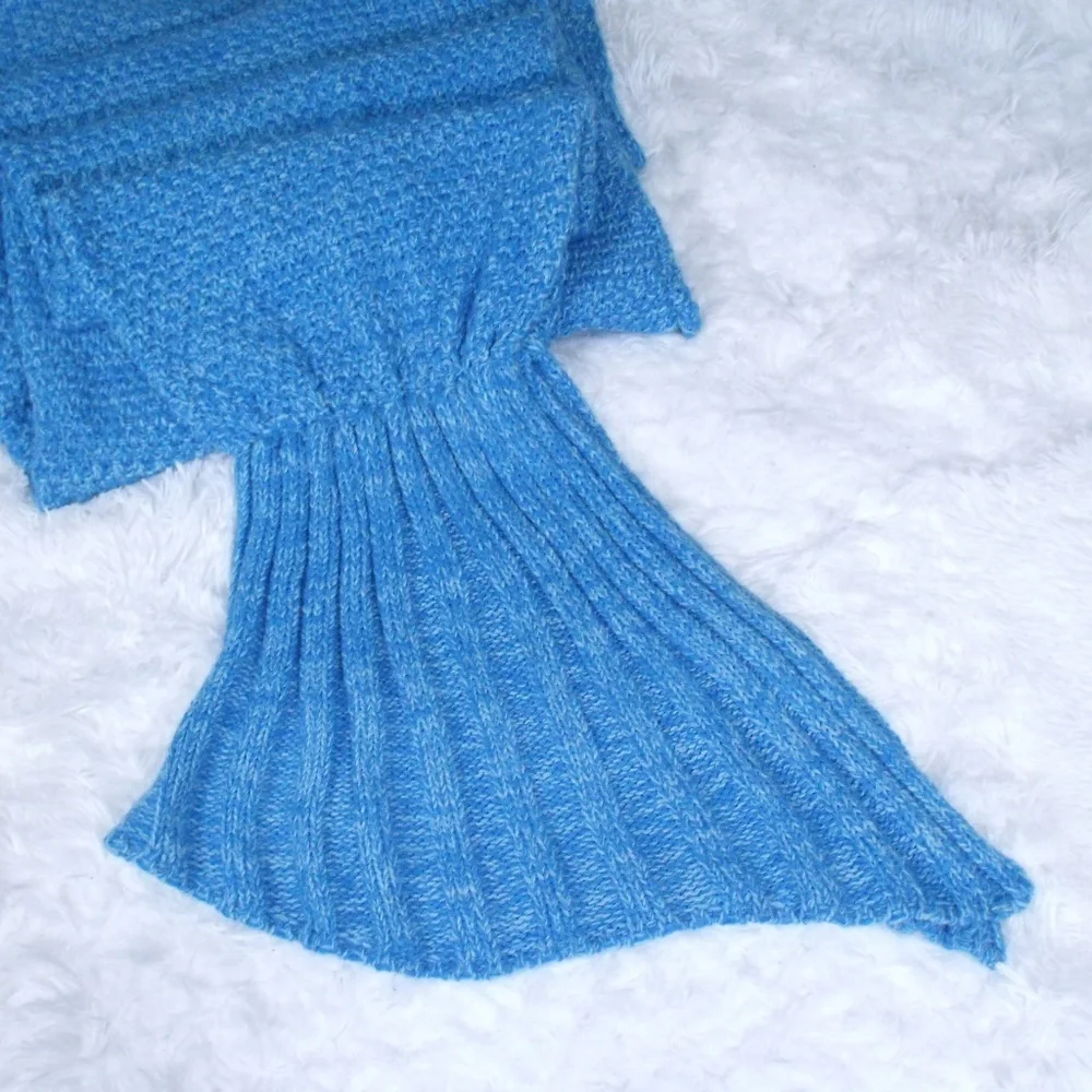 Moda Up Blue Knit Mermaid Tail Blanket Adult